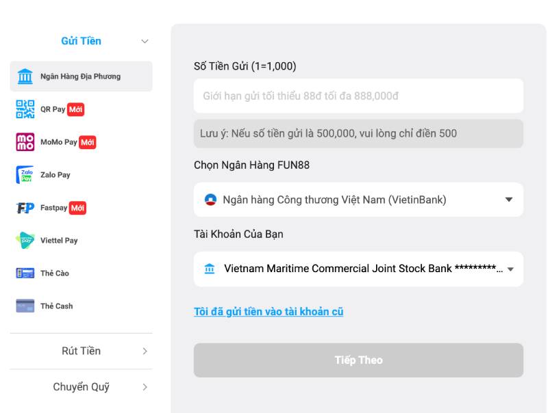 FUN88 – Link Vào Fun 88 – Fun88 App【2025】✔️ Mobile 35 Bước 3: Chọn Phương Thức Nạp Tiền Phù Hợp